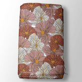 Designer Big Flower Pink Coffee Floral Digital Printed Fabric